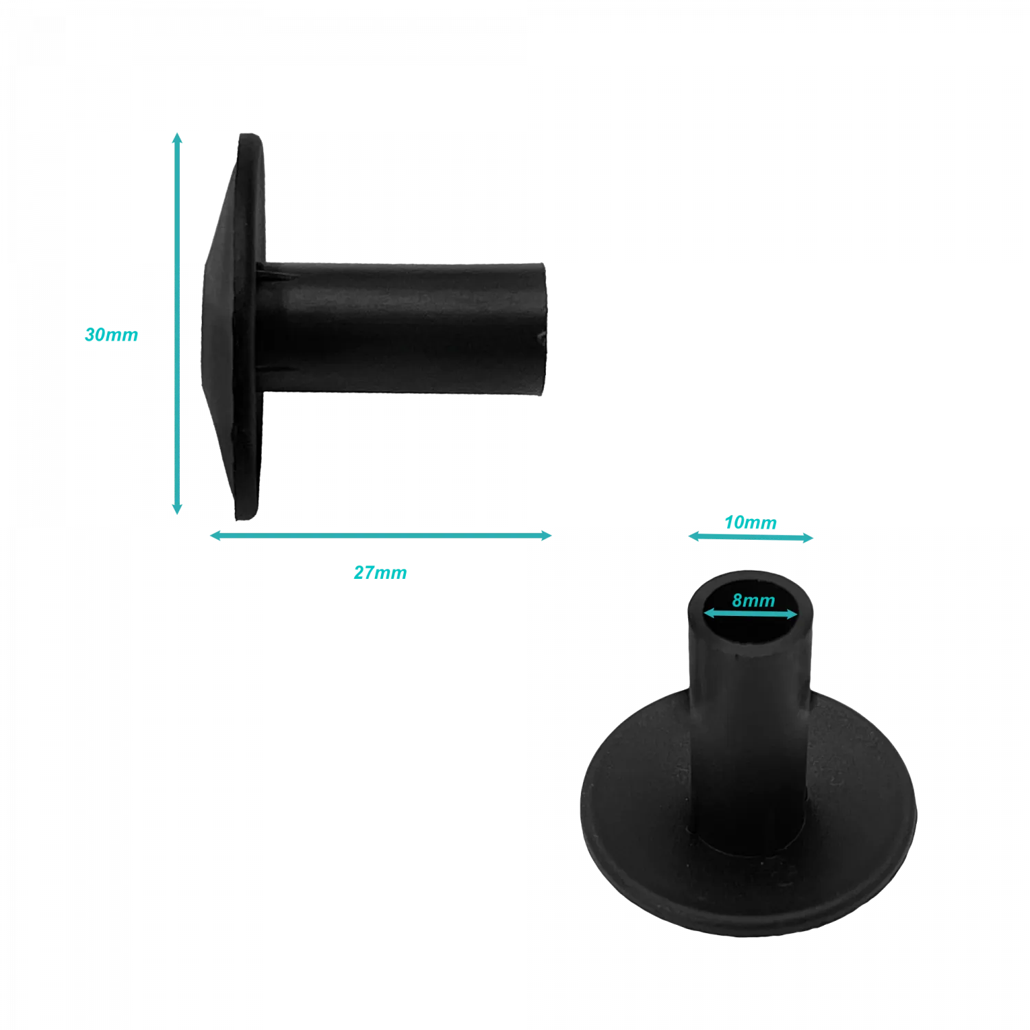 Negro Plastico Diameto int7,6/10mm para pasar Cable por muro-26mm 3