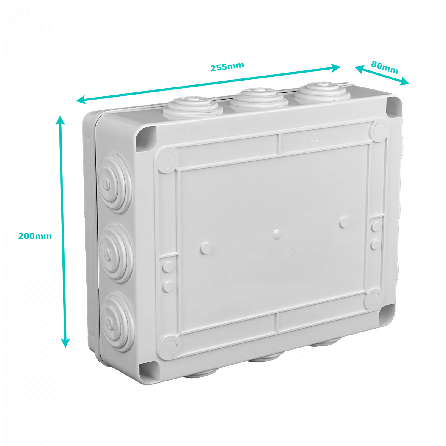 Caja Estanca Blanca IP55 12-Conos 4-Tornillos, 255x200x80mm 2