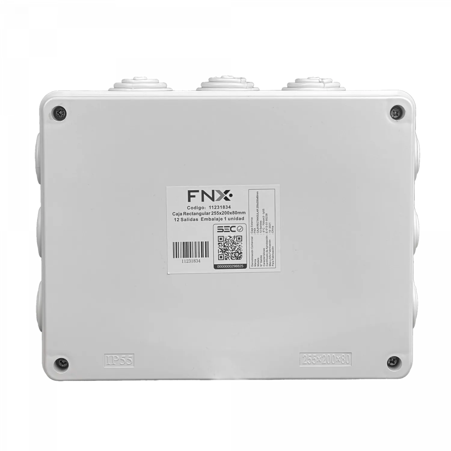 Caja Estanca Blanca IP55 12-Conos 4-Tornillos, 255x200x80mm 4