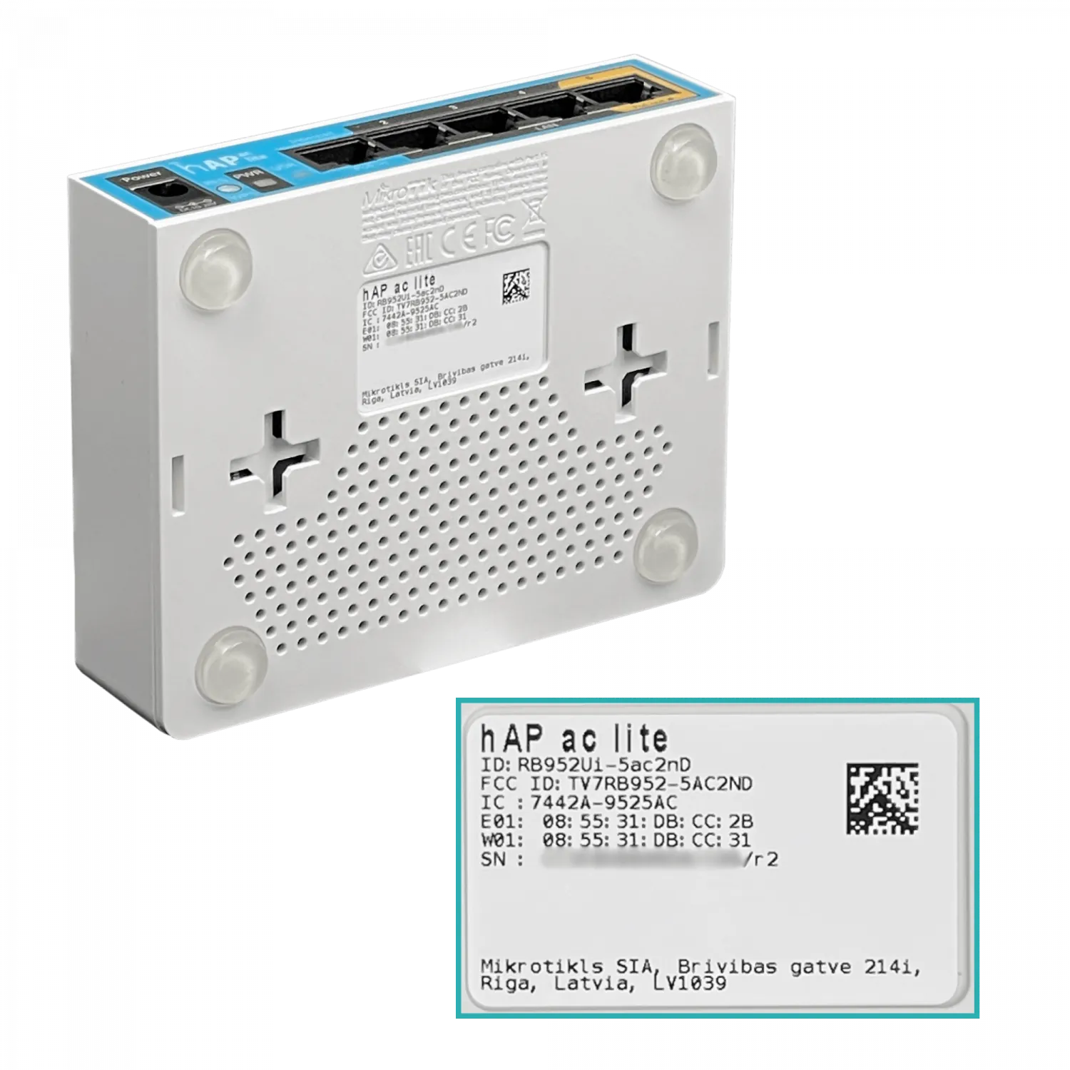 Router Inalámbrico MikroTik hAP ac lite RB952Ui-5ac2nD -  2.4/5 GHz, 5x Ethernet, PoE Out 5