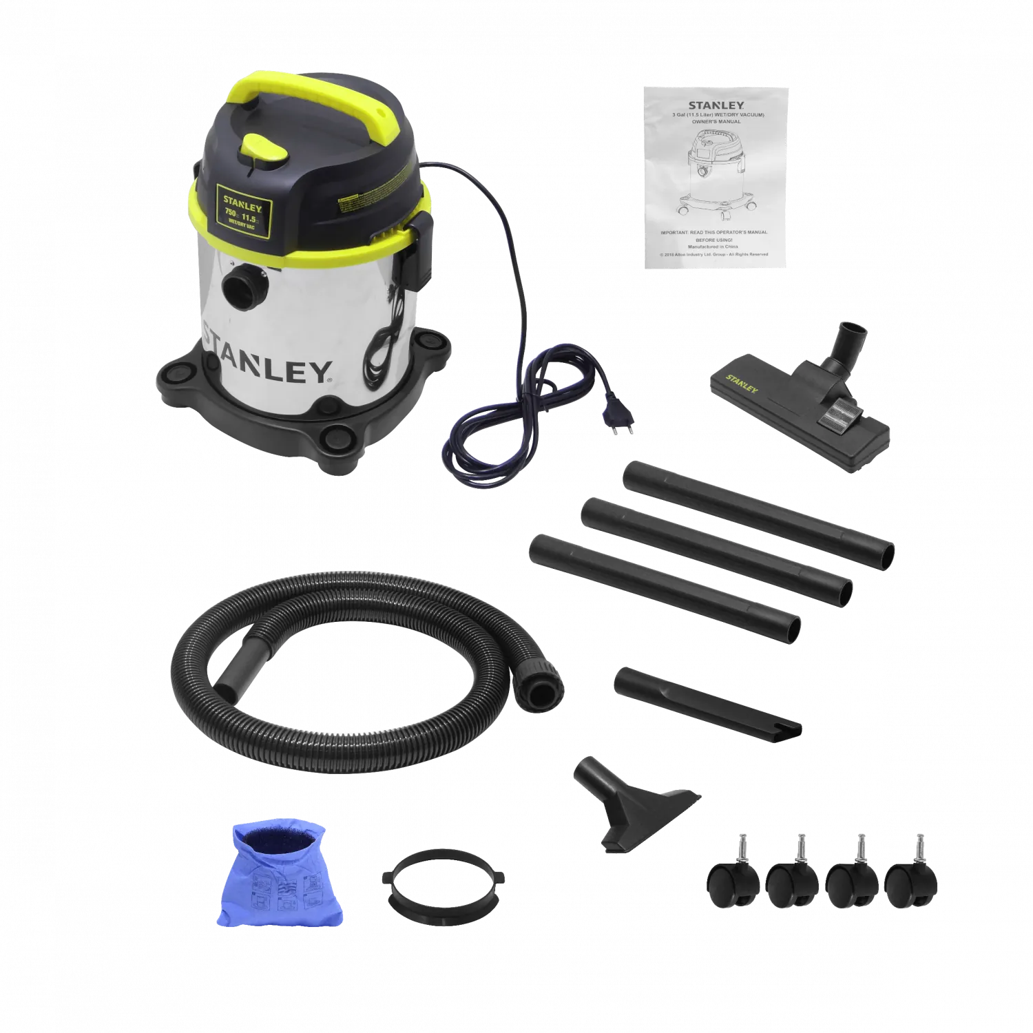 Aspiradora STANLEY 750W Seco Mojado 11,5-Litros 4,0HP 220V-3,6mts IPX4  5