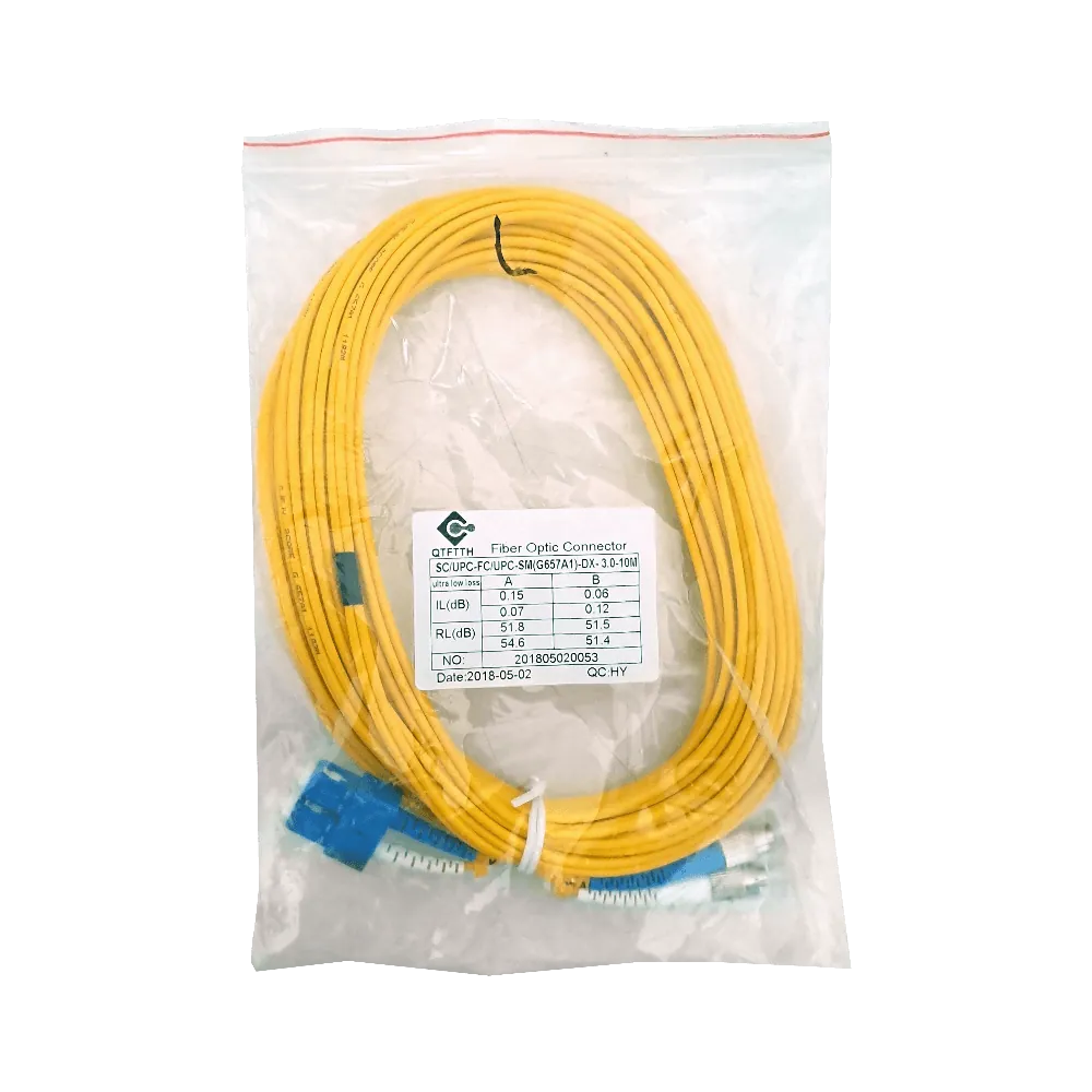 10mt SC-FC MonoModo SM Duplex Jumper Cable Fibra 9/125um 3.0mm 2