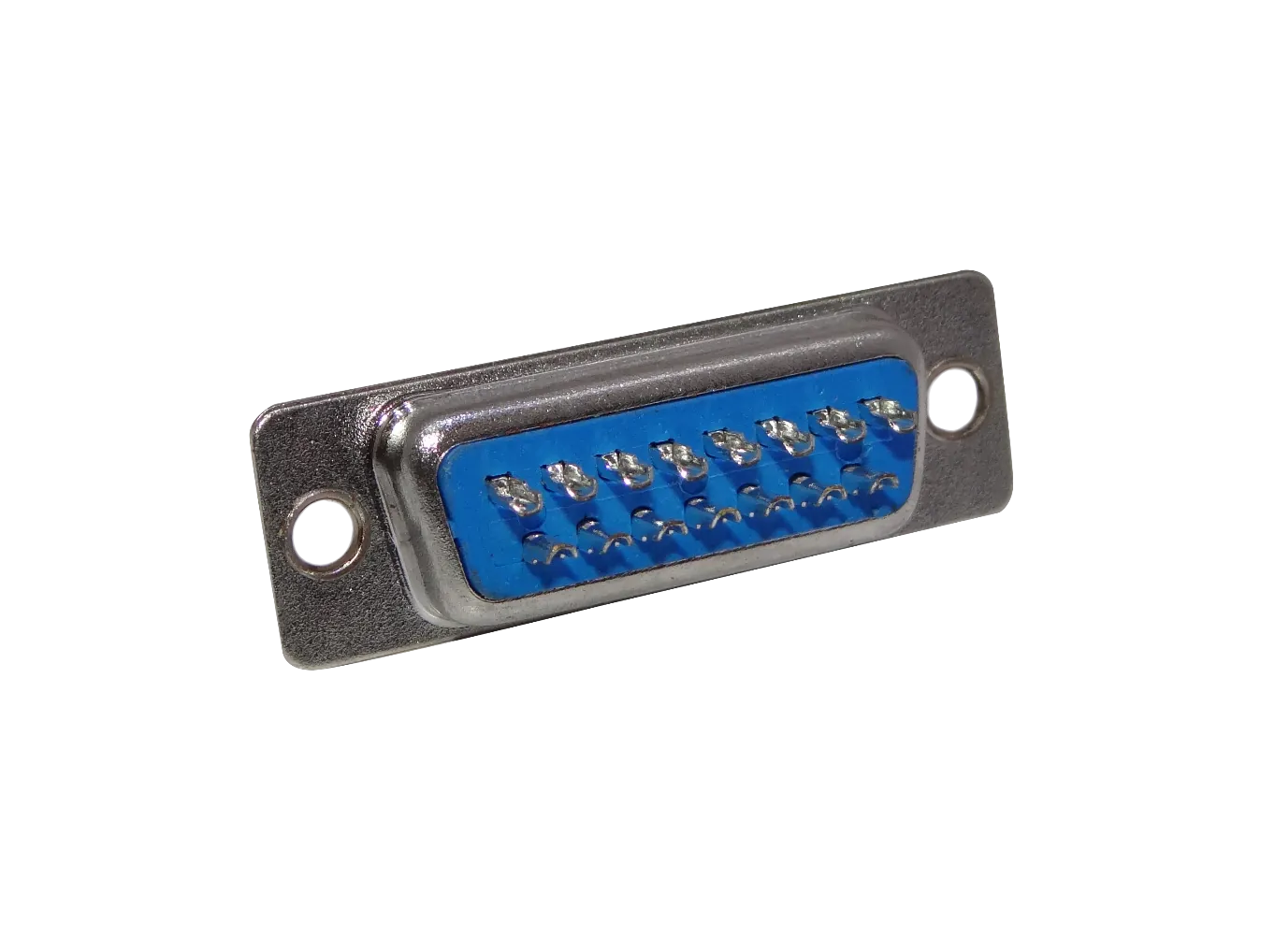 Conector DB15 Macho DA-15 15 Pines Soldable, 39mm, Sin Tapa, Color Plateado 2