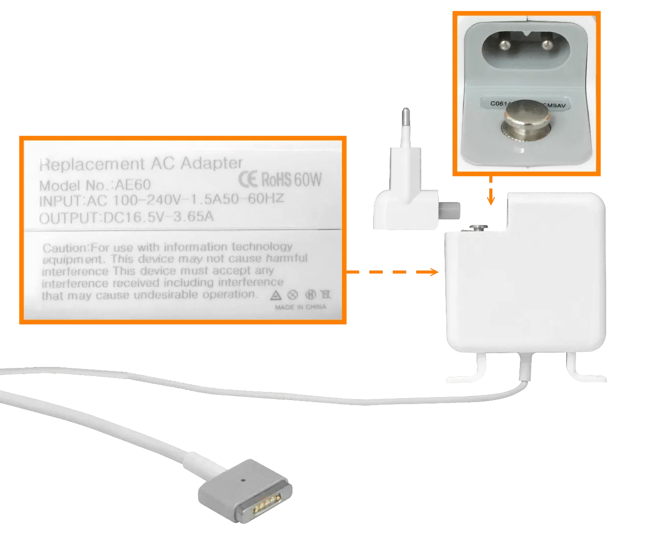 Alternativo 16,5V 60W 3,65A Cargador MacBook MacbookPro13 Magnetico 3
