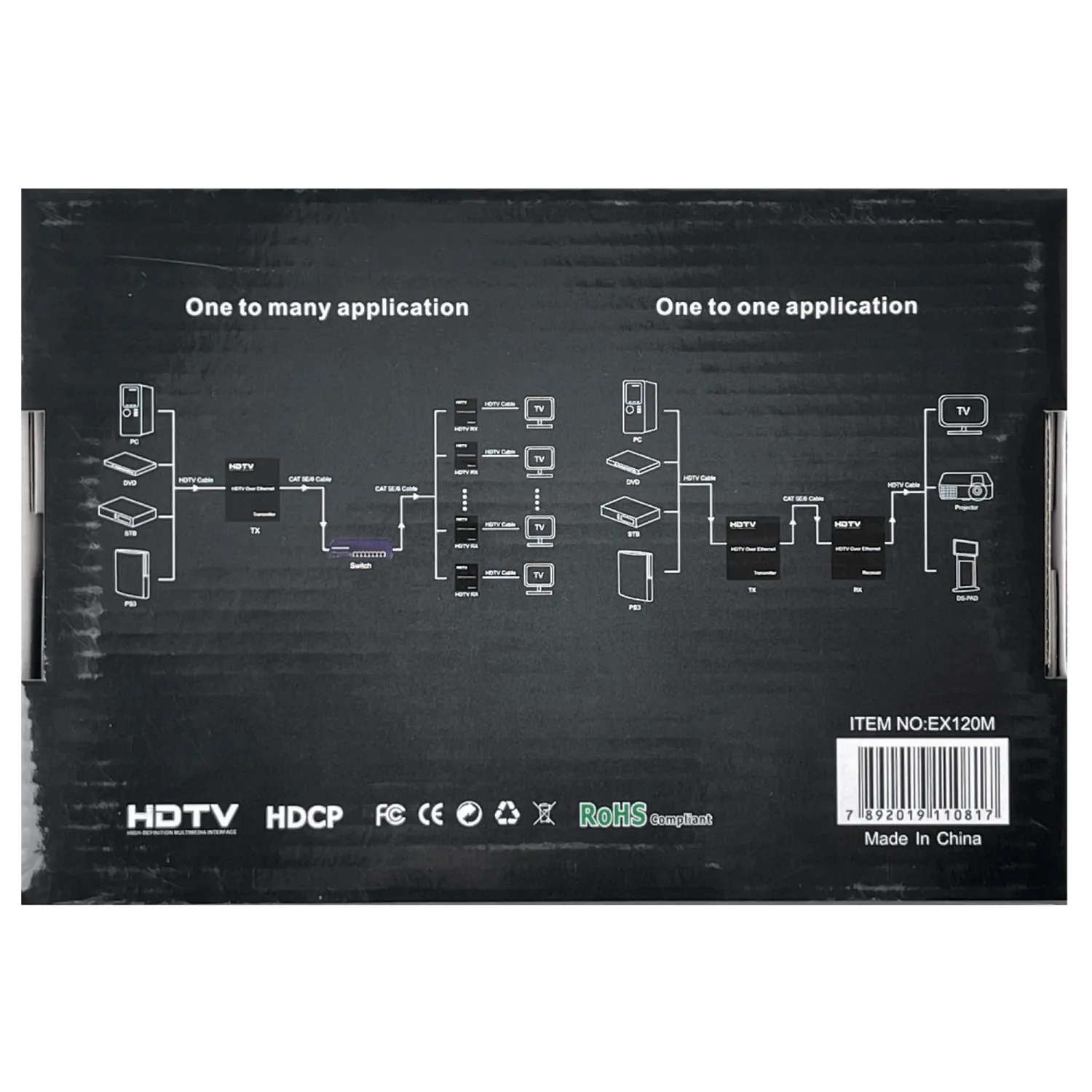 Extensor HDMI sobre UTP 120m 1080p con IR, Compatible CAT5E/CAT6, Incluye Adaptador 5V-2A 7