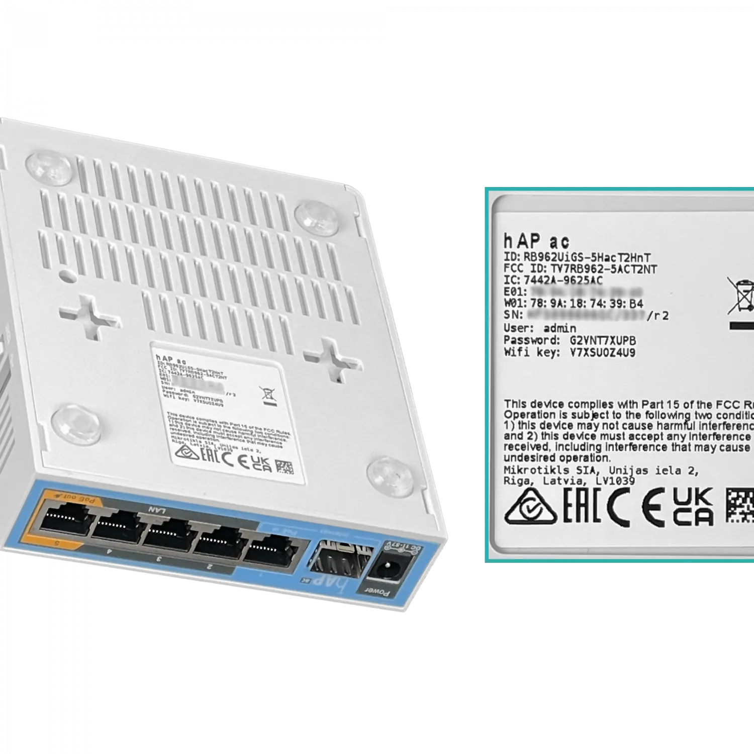 Router Inalámbrico MikroTik hAP ac - Doble Banda 2.4/5 GHz, 5 Puertos Gigabit, SFP, PoE Out 6