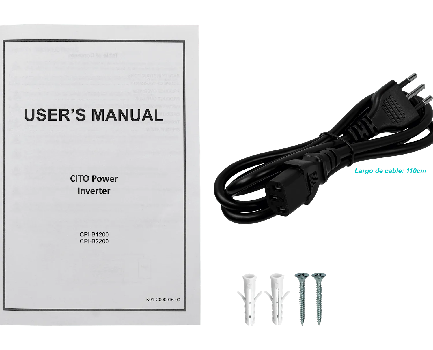 UPS CITO CPI-B1200 Inversor 1000W, 90-280VAC, Onda Modificada, Requiere Batería 12VDC 2