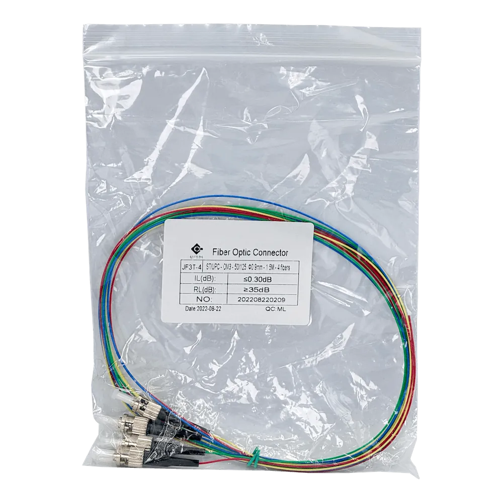 ST/UPC OM3 Multimodo 1,5mt 4-Unidades Pigtail 50/125um 0,9mm 150cm 3