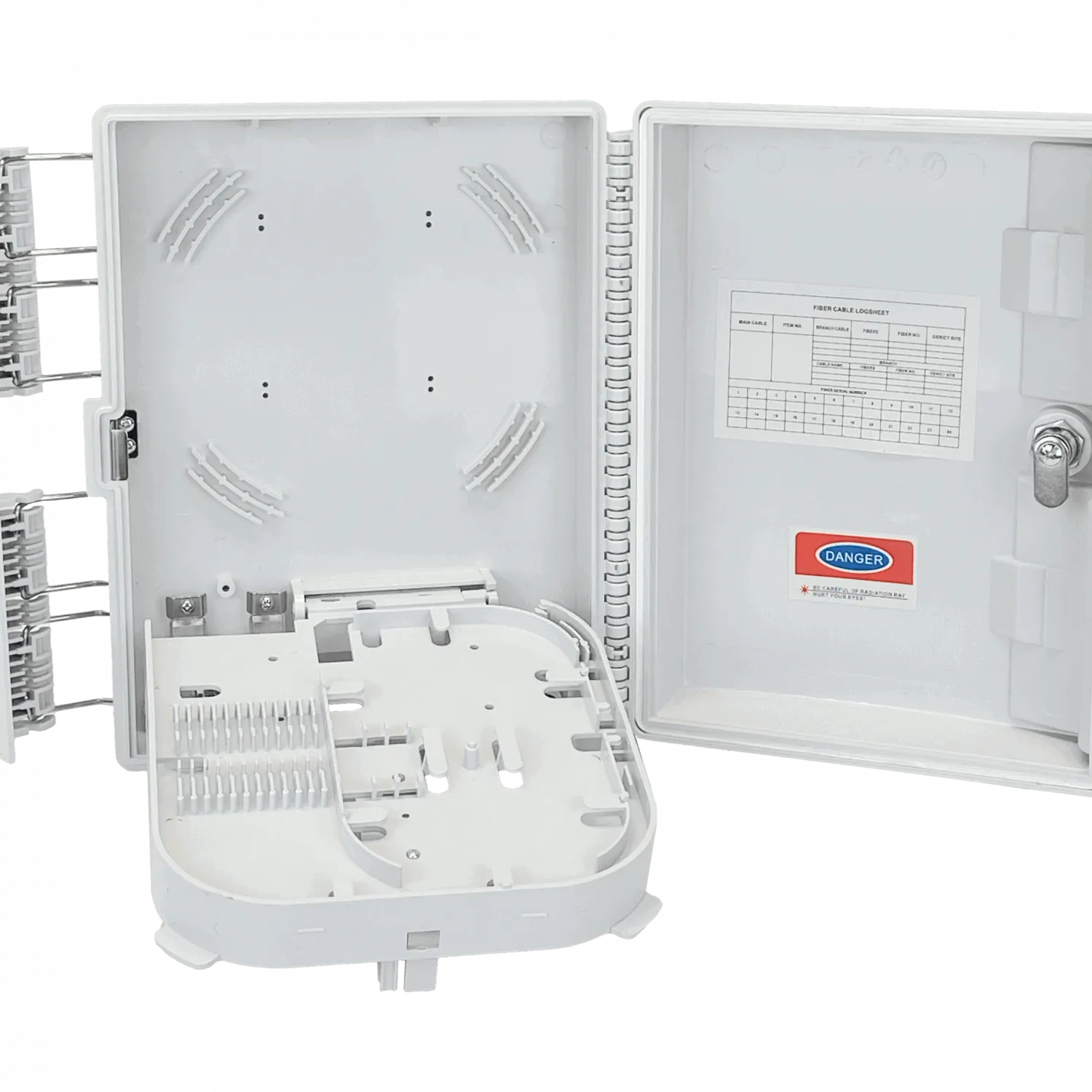 Caja NAP de Fibra Óptica 16 Puertos Rectangular IP65 con Llave - BOX-16 4