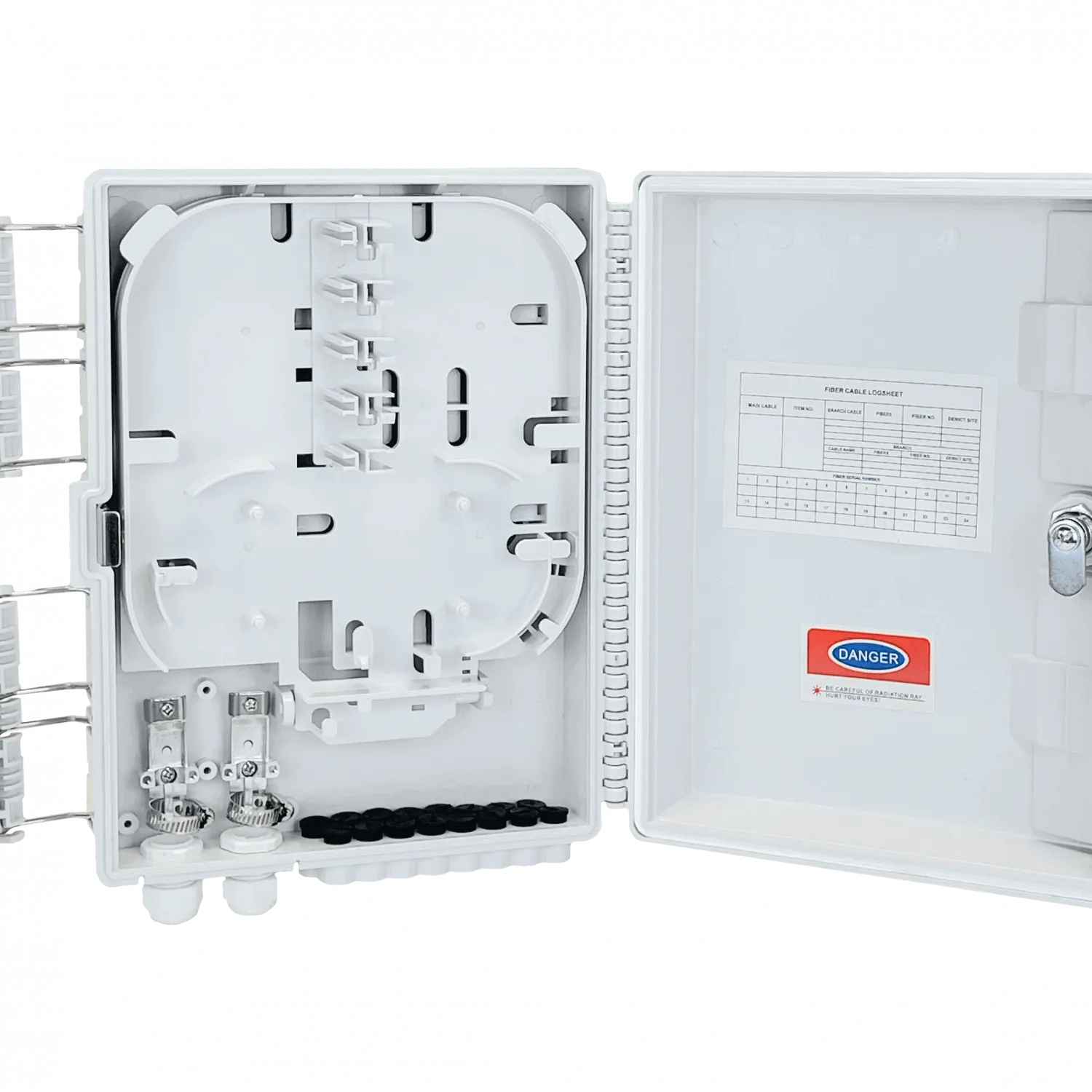 Caja NAP de Fibra Óptica 16 Puertos Rectangular IP65 con Llave - BOX-16 9