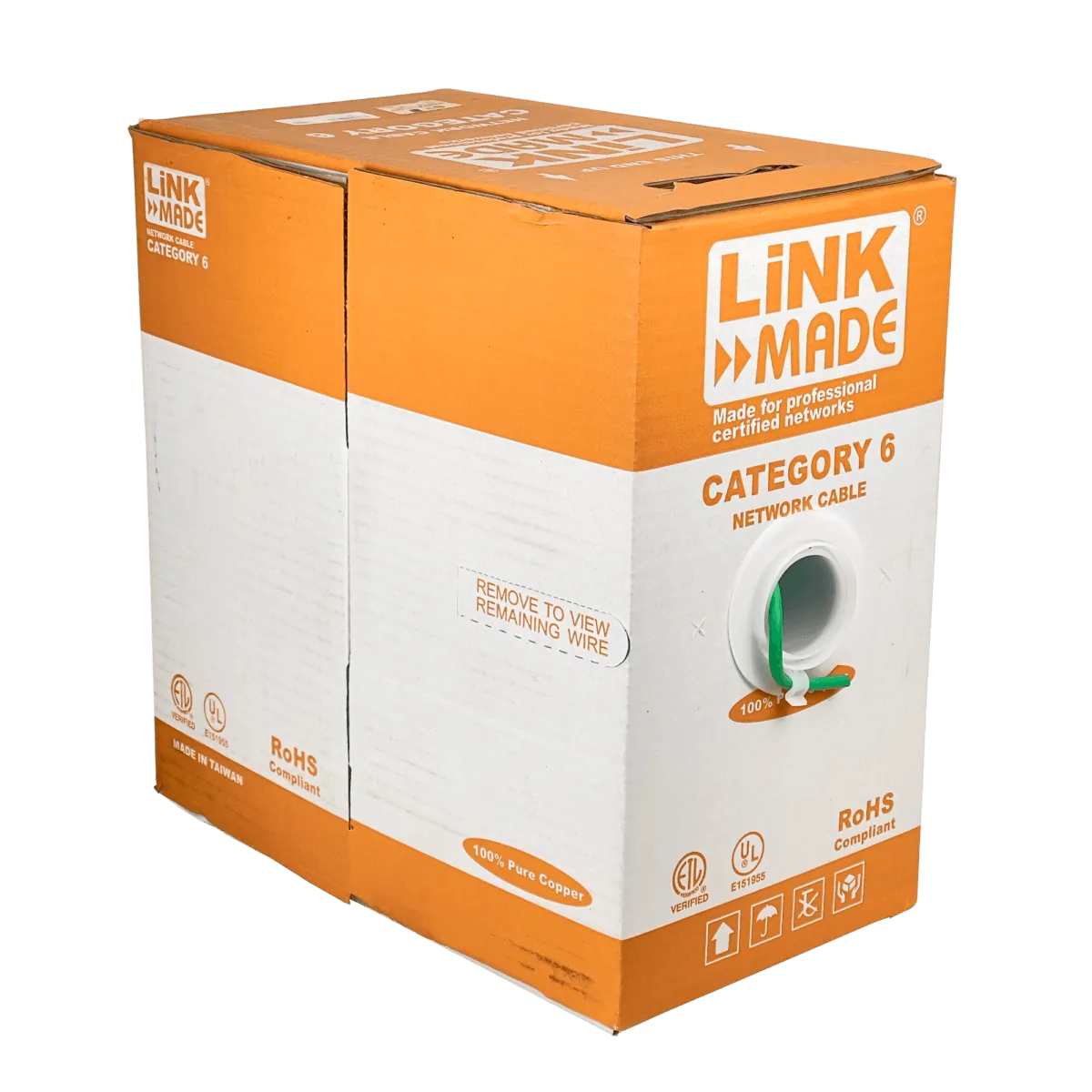 Caja Cable LINKMADE Cat6 UTP Verde LSZH 305mt Unifilar Cobre Taiwan 3