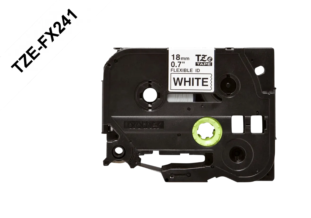Cinta Laminada Flexible Brother TZE-FX241, Texto Negro sobre Fondo Blanco, Ancho 18mm, Longitud 8m 2