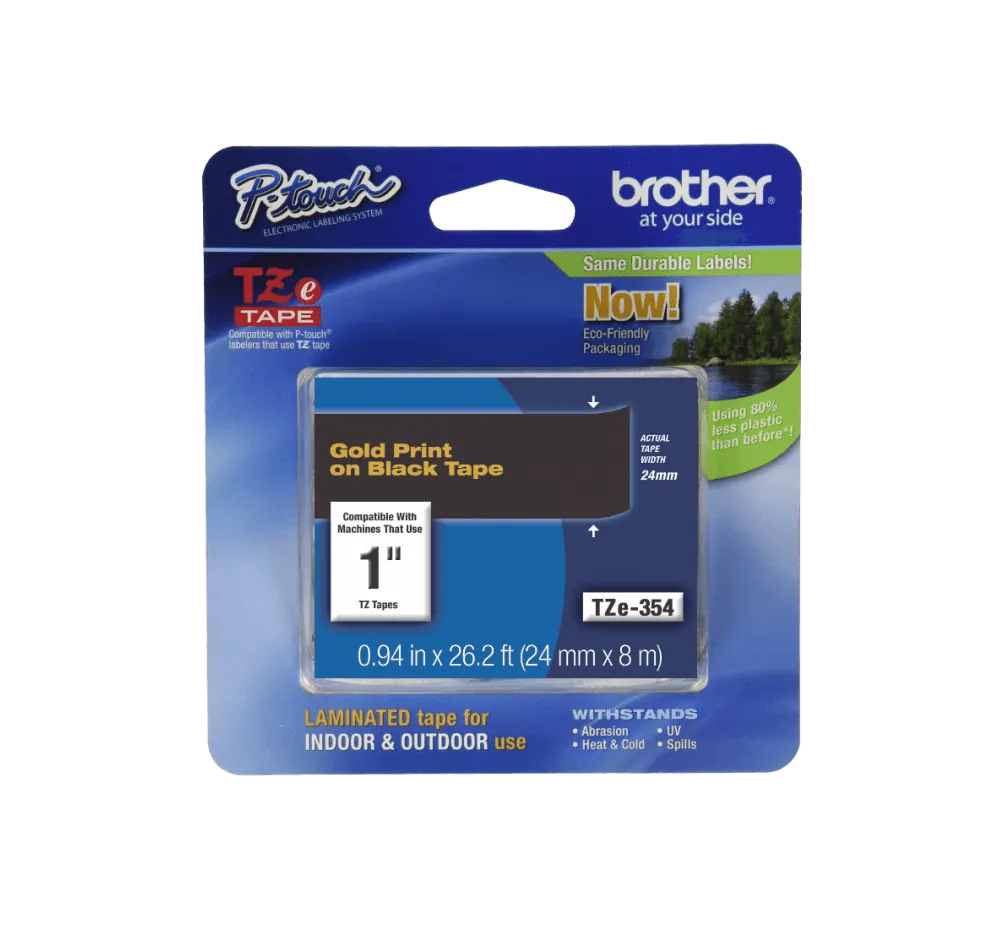 Cinta Brother TZE-354 24mm dorado en fondo negro 8m 3