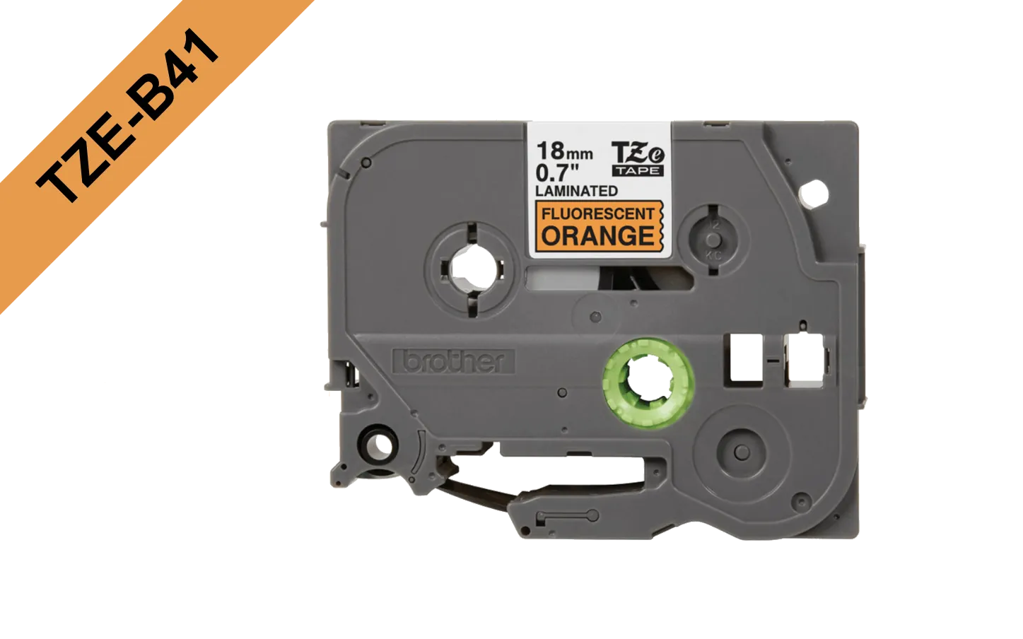 Cinta Laminada Brother TZE-B41, Texto Negro sobre Naranja Fluorescente, 18mm, 5 Metros 3