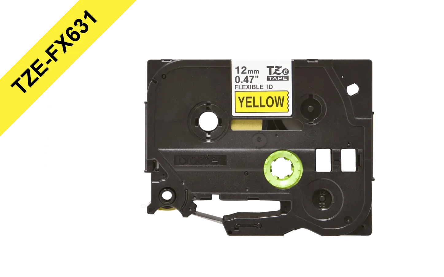 Cinta ID Flexibles negro sobre amarillo 12 mm (0,47