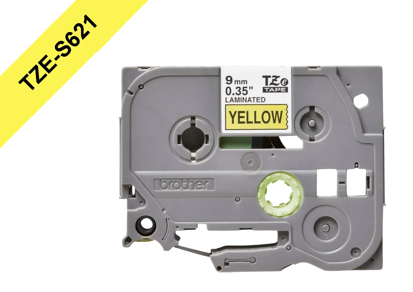 Cinta Laminada Brother Tze-S621, Texto Negro sobre Fondo Amarillo, 9mm, Extra Fuerte 2