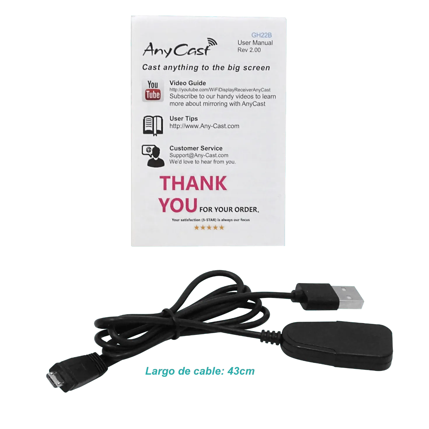 Receptor HDMI WiFi ANYCAST EASYCAST, Compatible AirPlay y Miracast, Requiere USB 2