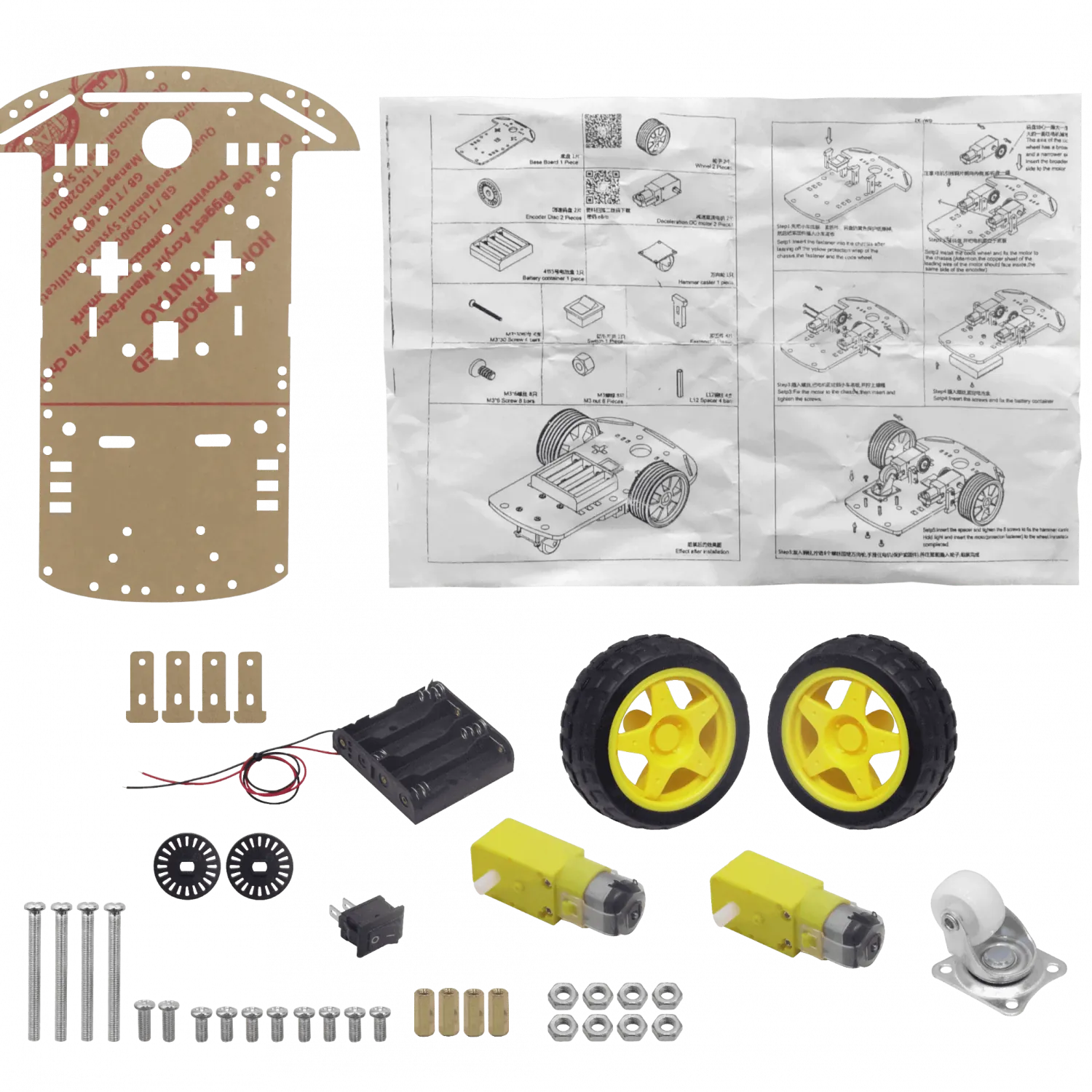 Kit Carrito para armar auto 3-ruedas robotica requiere Arduino 2