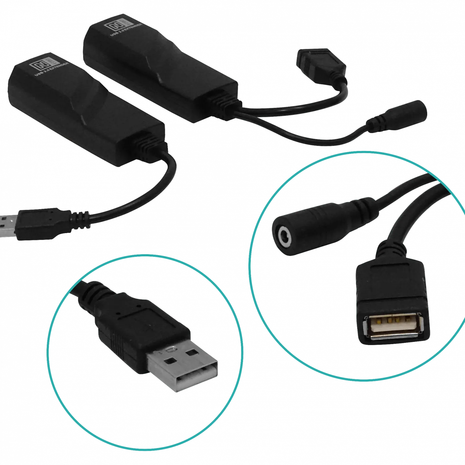 Extension Activa USB2.0 UTP cat5-cat6 50-100mt inc-5V/1A A-M A-H 3