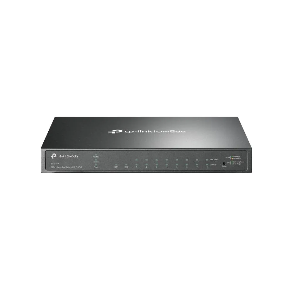 Switch inteligente TP-Link TL-SG2210P con 8 puertos Gigabit PoE y 2 ranuras SFP 2