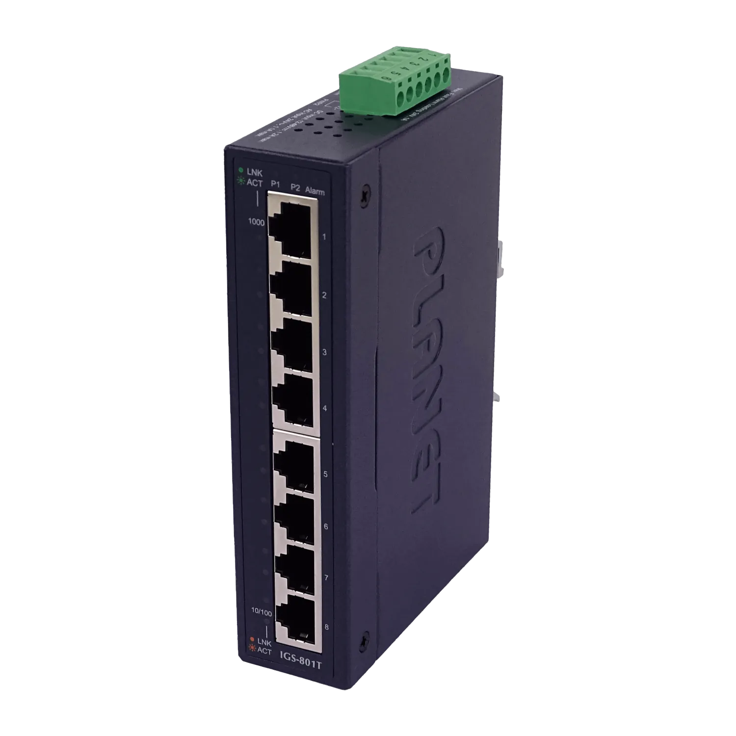 PLANET 8-1000 Switch Indust no-Admin Riel-DIN Gigabit req-12-48DC/24AC 6