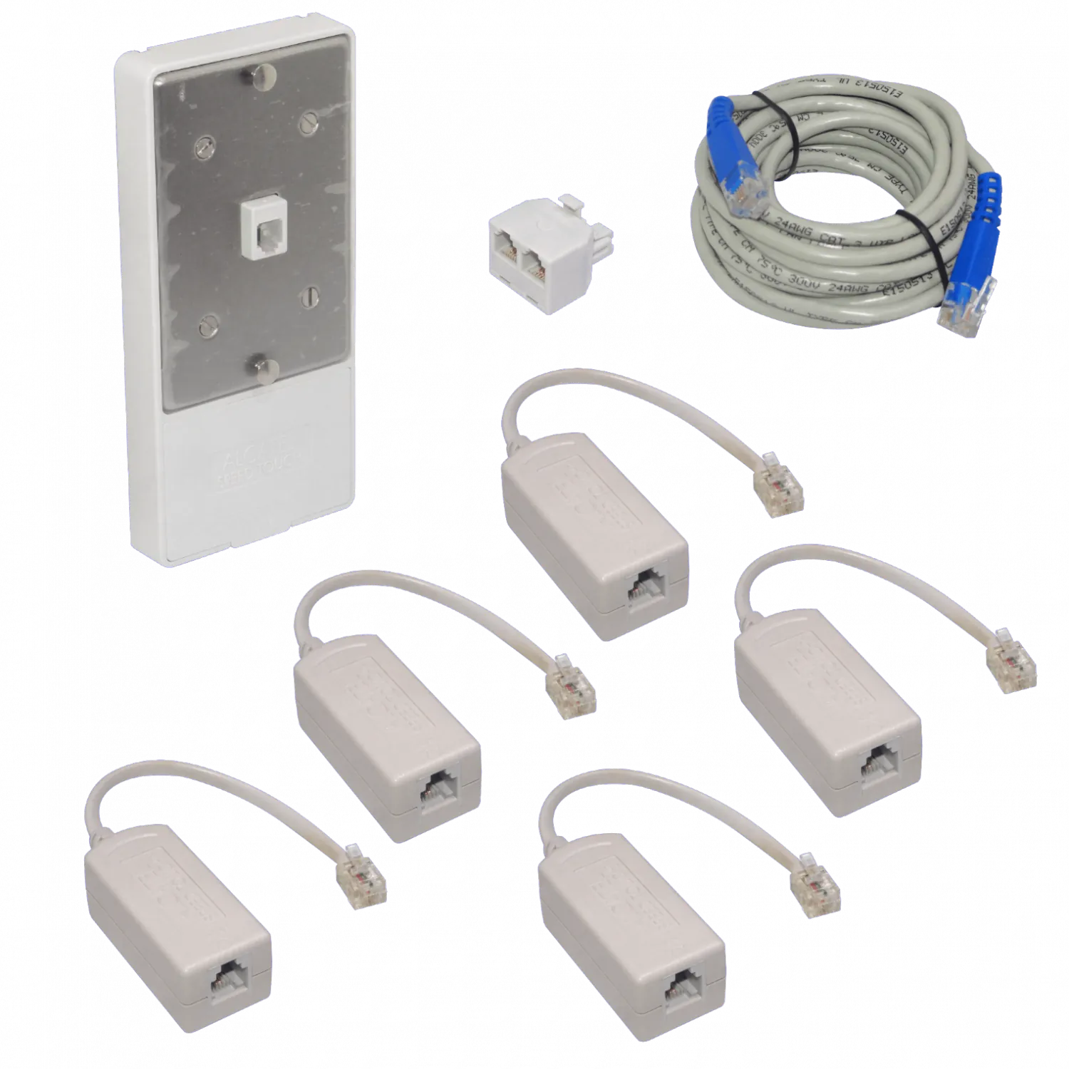 ALCATEL Kit 5-Filtros-RJ11-M/H DSL Placa-Mural Cable-CAT3-5mt-RJ11 5