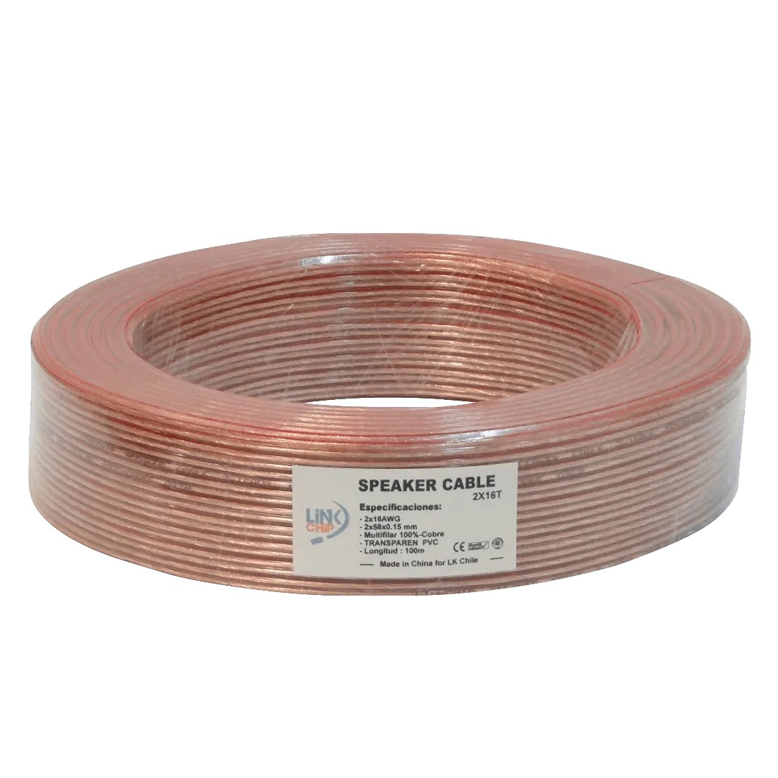 Cable Paralelo Transparente 2x16AWG Cobre 2x1,0mm² Multifilar 100m 2