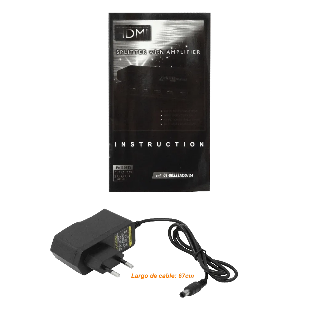 Splitter HDMI 1x4 v1.4, 1080p, 1 Entrada a 4 Salidas, Fuente 5V 2A 3