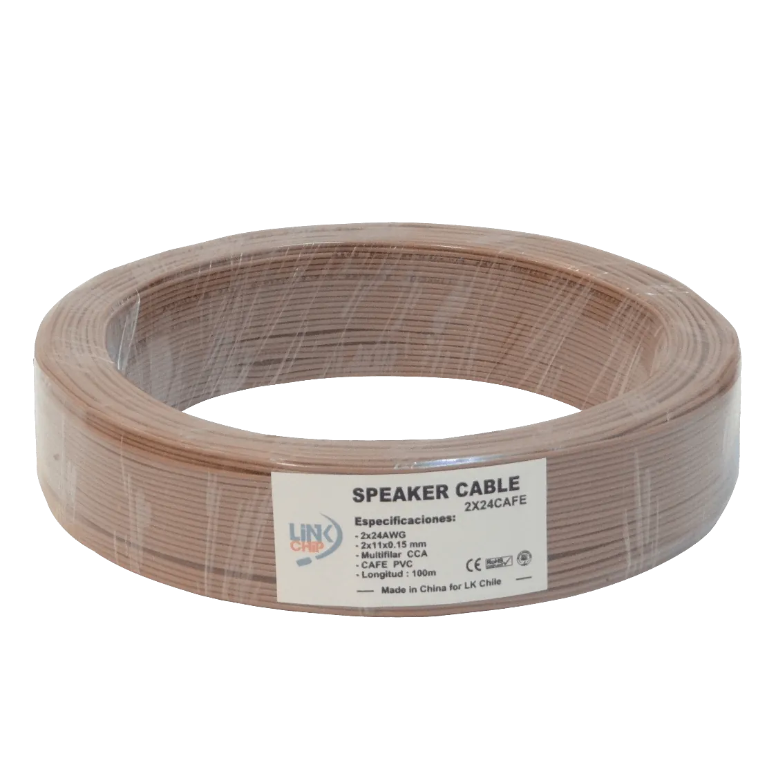 Cable Paralelo Café 2x24AWG CCA 2x0,2mm² Multifilar 100m 2