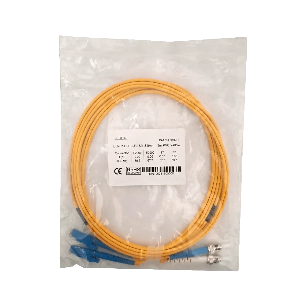 3mt E2000/UPC-ST/UPC MonoModo SM Duplex Jumper Cable Fibra 3.0mm 9/125 2