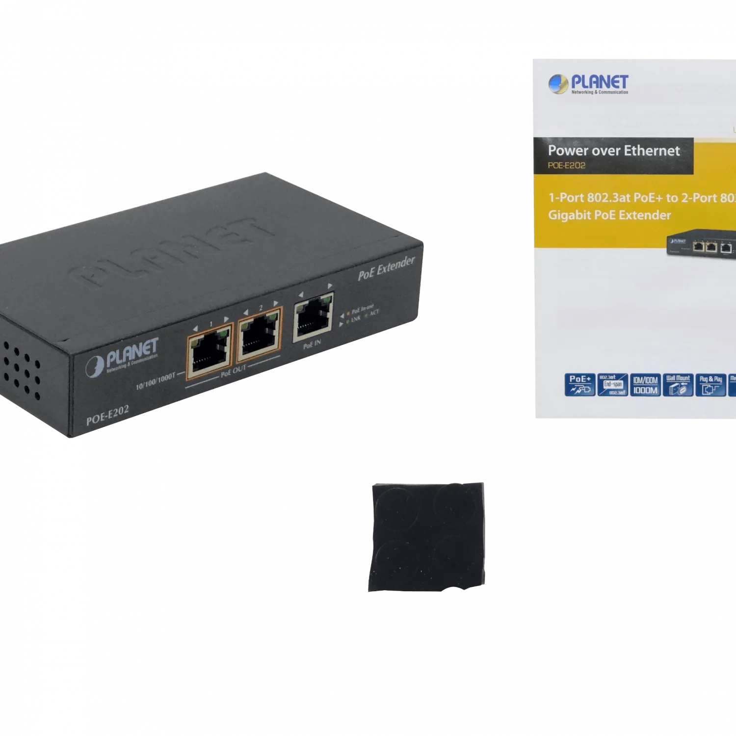 Extensor PoE+ PLANET POE-E202, Gigabit, 1 Entrada a 2 Salidas, 36W y Soporte 802.3at   3