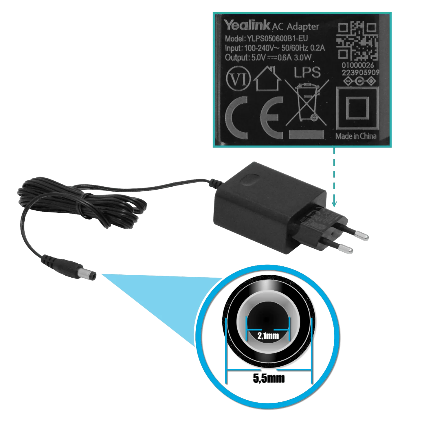 Teléfono IP Yealink SIP T30P 1 cuenta SIP 2 puertos LAN PoE RJ9 sin pantalla iluminada 7