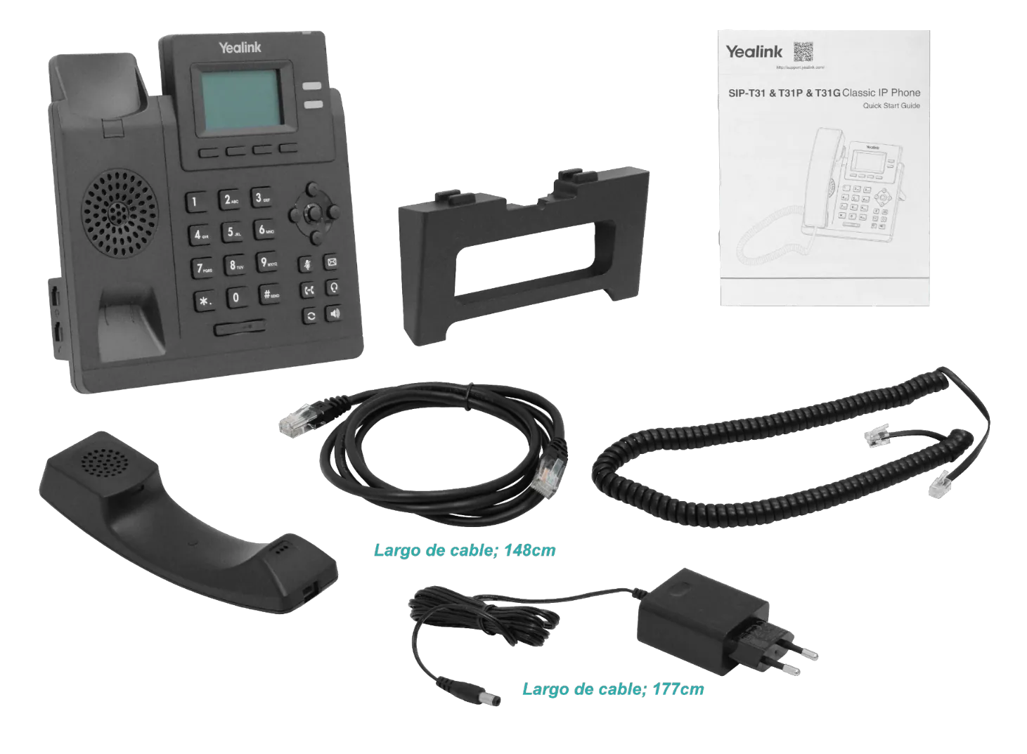 YEALINK 2-SIP 2-LAN inc5V-3W PoE-af RJ9-Audif Pant-ilumin Telefono IP 6