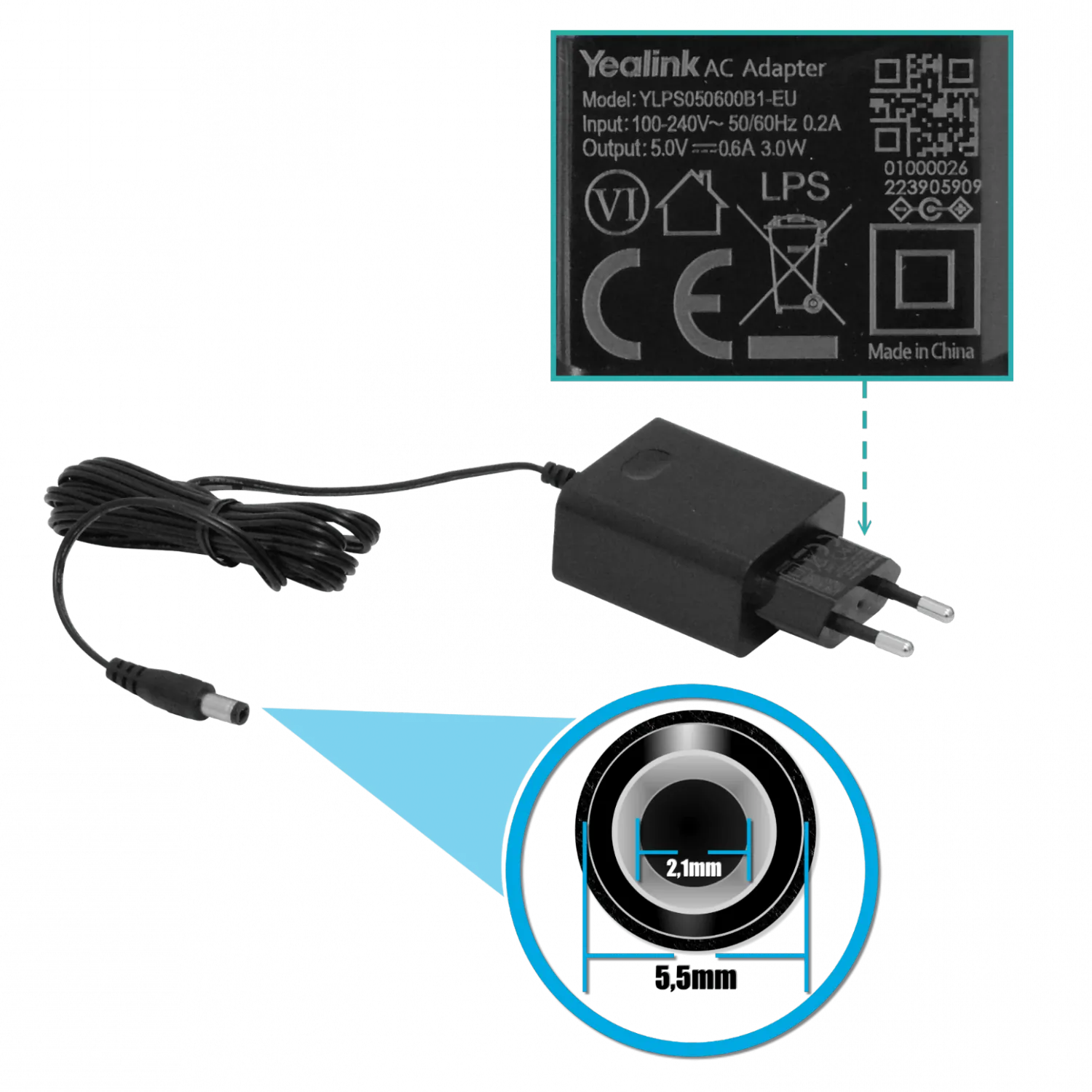 YEALINK 2-SIP 2-LAN inc5V-3W PoE-af RJ9-Audif Pant-ilumin Telefono IP 3