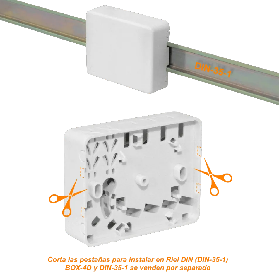 Caja de Terminación de Fibra Óptica para Riel DIN 4 Puertos IP20 Blanca - BOX-4D 4