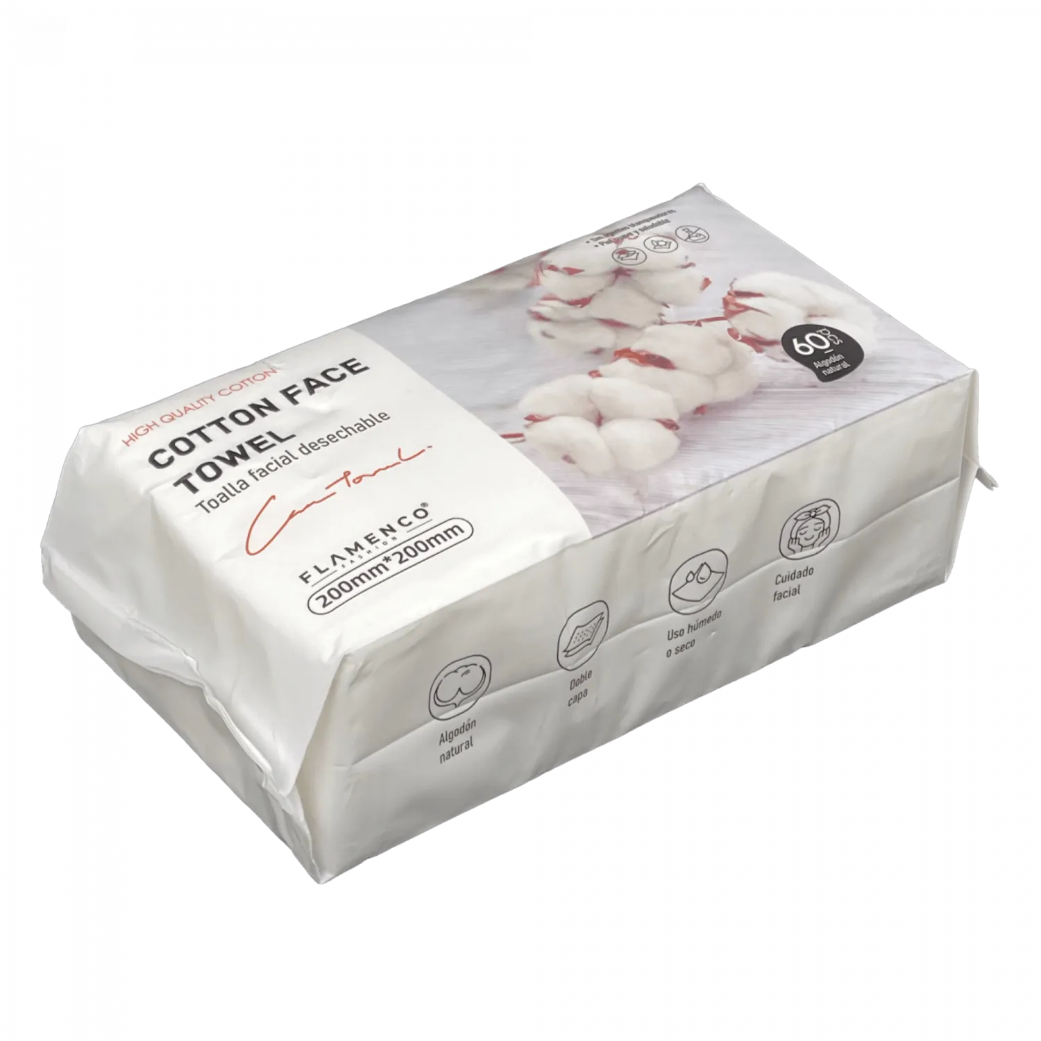 Toalla Desechable Algodon 20x20cm 60un Flamenco Color Blanco Liso 3