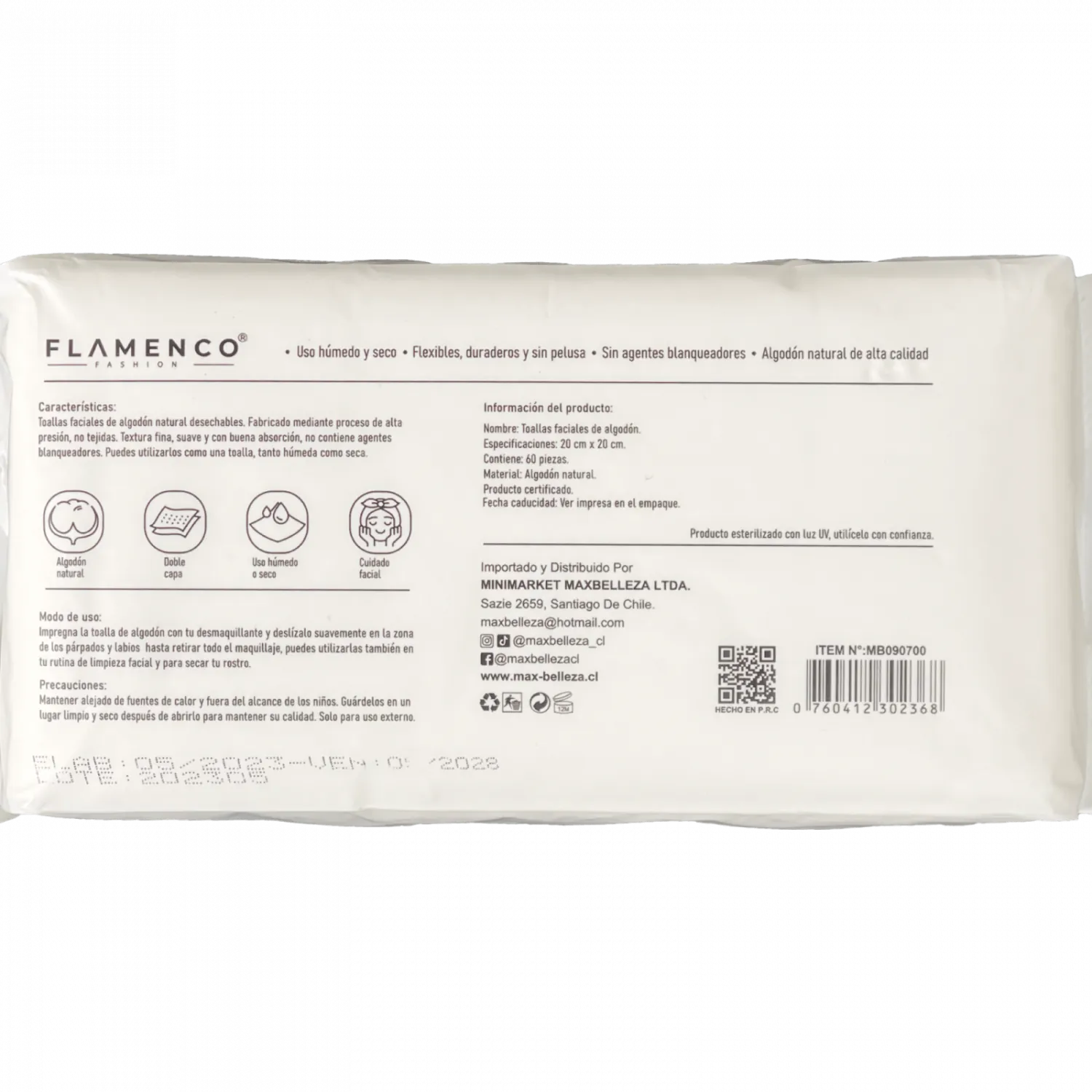 Toalla Desechable Algodon 20x20cm 60un Flamenco Color Blanco Liso 4