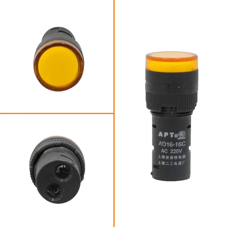 Naranjo LuzPiloto LED 220VAC 14mm-diametro 19mm-cabeza 45mm-altura 3