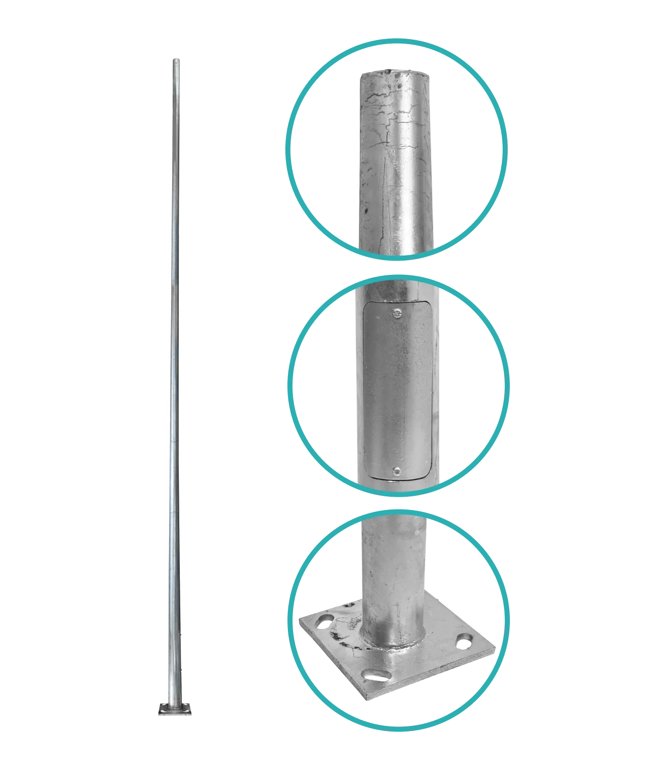 Poste Conico 6mt 3mm Base-260x260x12mm no-inc-Canastillo Conico-140/60mm 4
