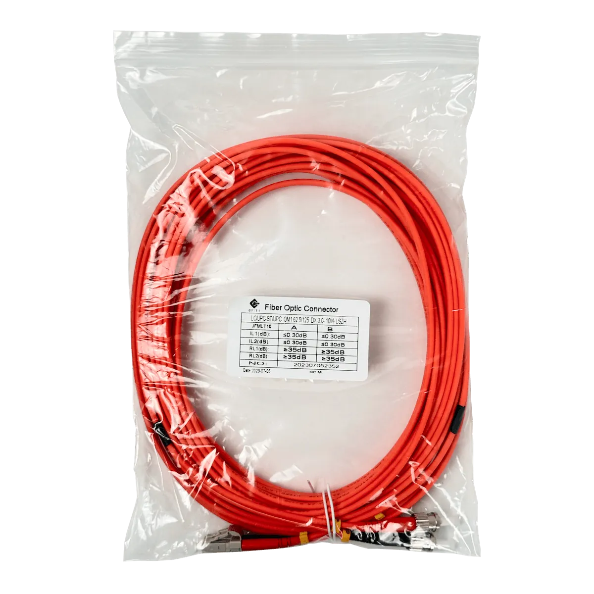 10mt LC-ST OM1 Multimodo MM Duplex Jumper Fibra 62.5/125um LSZH 2
