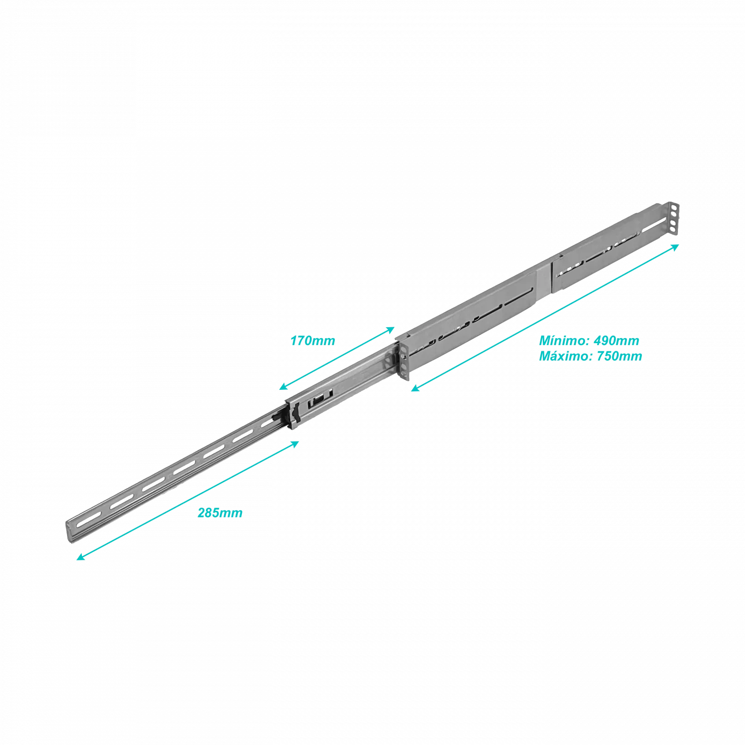 2U Fondo-490-750mm Riel de Rack deslizable-455mm 4