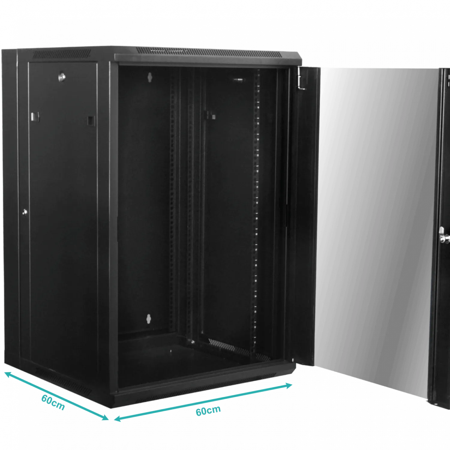 LINKMADE 18U RACK DOBLE BISAGRA 60CM-FONDO NEGRO INC-2U 3