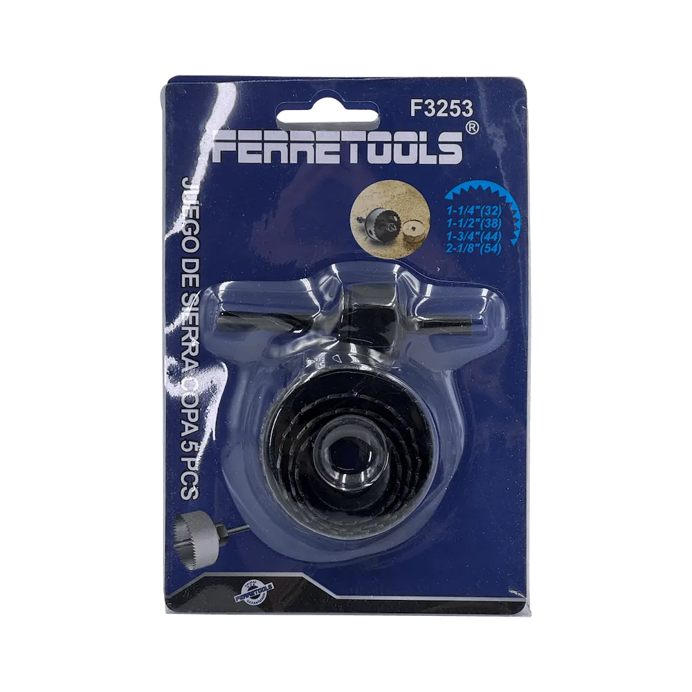 FERRETOOLS Broca p/Madera y 4 Sierras Copas 32mm 38mm 44mm 54mm 3