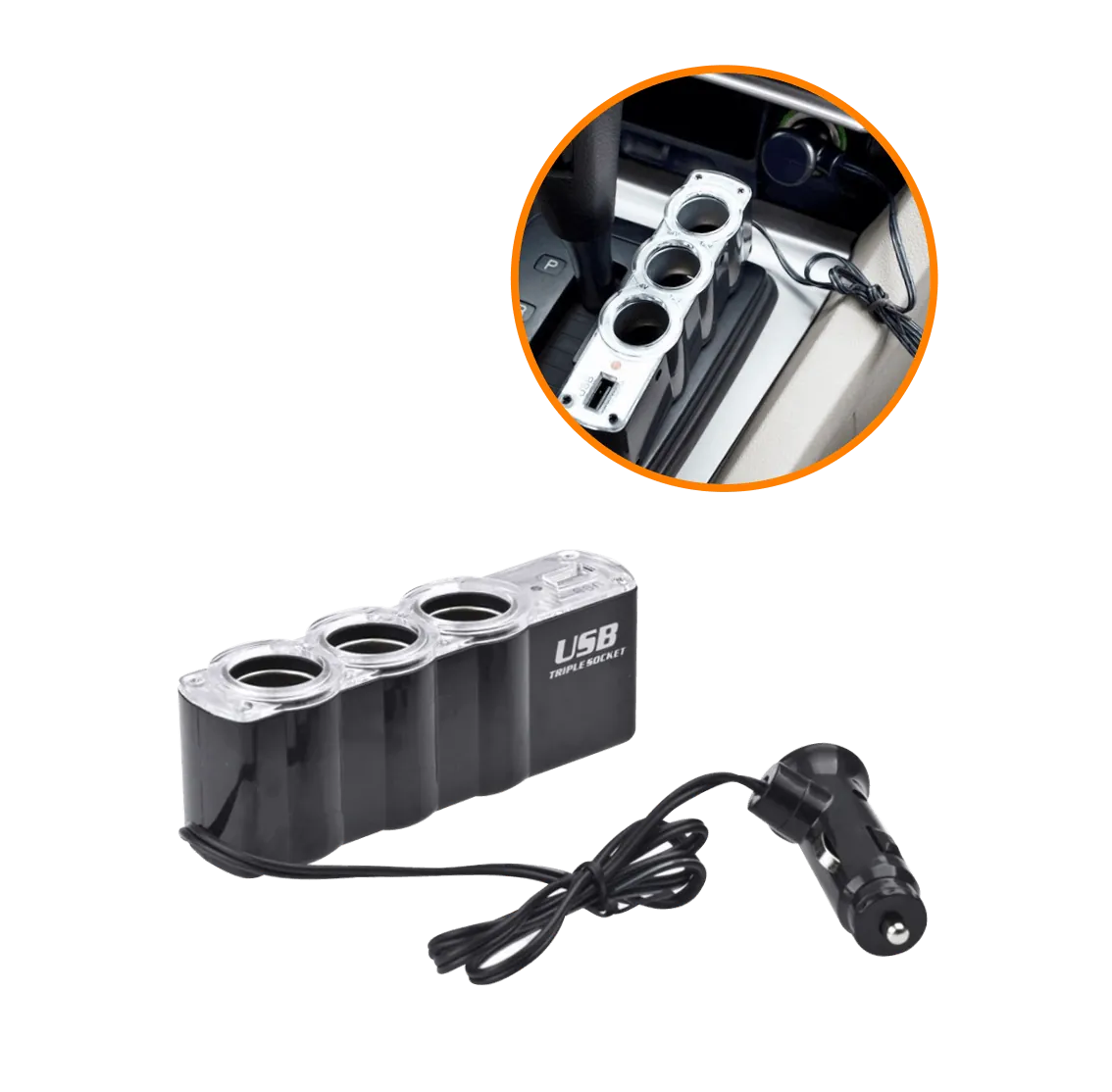 3-Vehicular-Hembra 1-USB-Hembra-AH 5VDC 0,5A 12V/24V-Macho-Encendedor 4