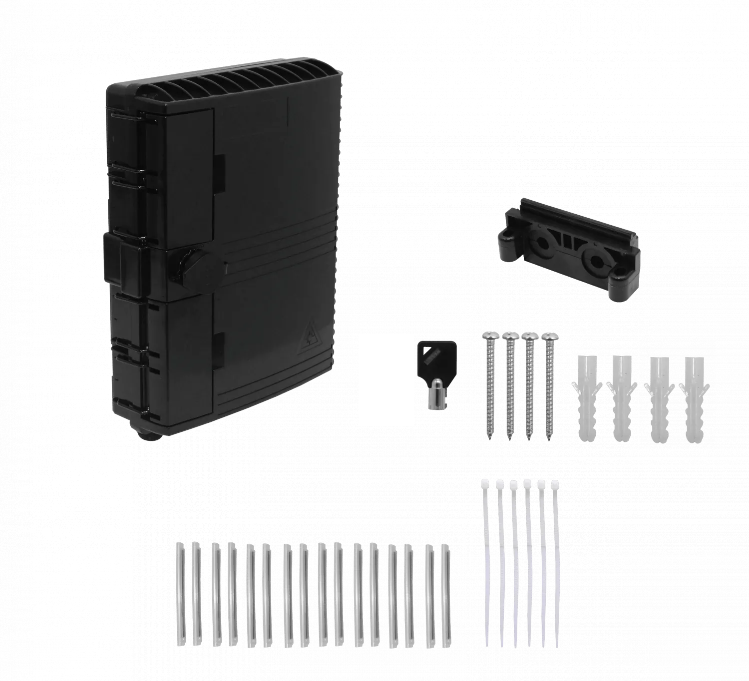 Caja NAP de Fibra Óptica 16 Puertos Negra IP65 con Llave - BOX-16N 2