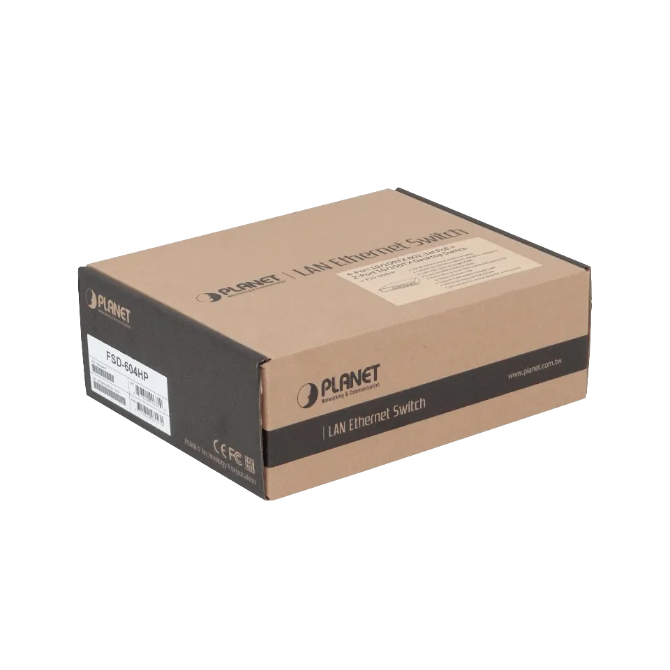 PLANET 6-100(4-PoE+af/at) Extend-250mt 60W-tot Switch no-Admin no-Rack 4