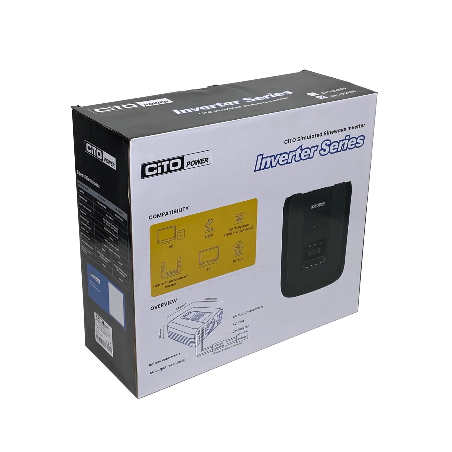 Inversor CITO CPI-B2000 1800W, 90-280VAC, Onda Modificada, 24VDC, UPS Requiere Batería 2