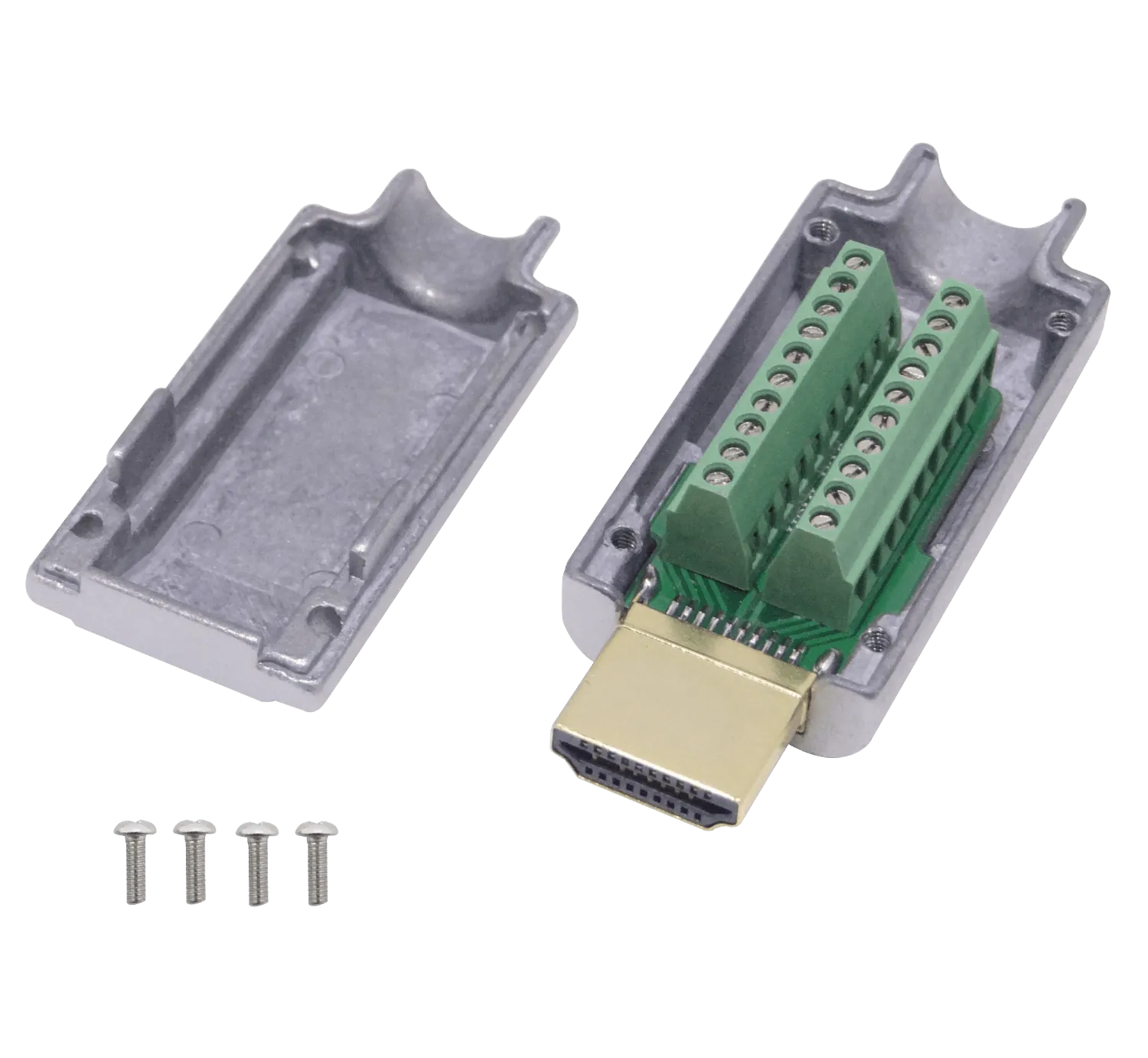 Conector HDMI Macho Blindado Atornillable v2.0, Terminal Volante con Tierra 4