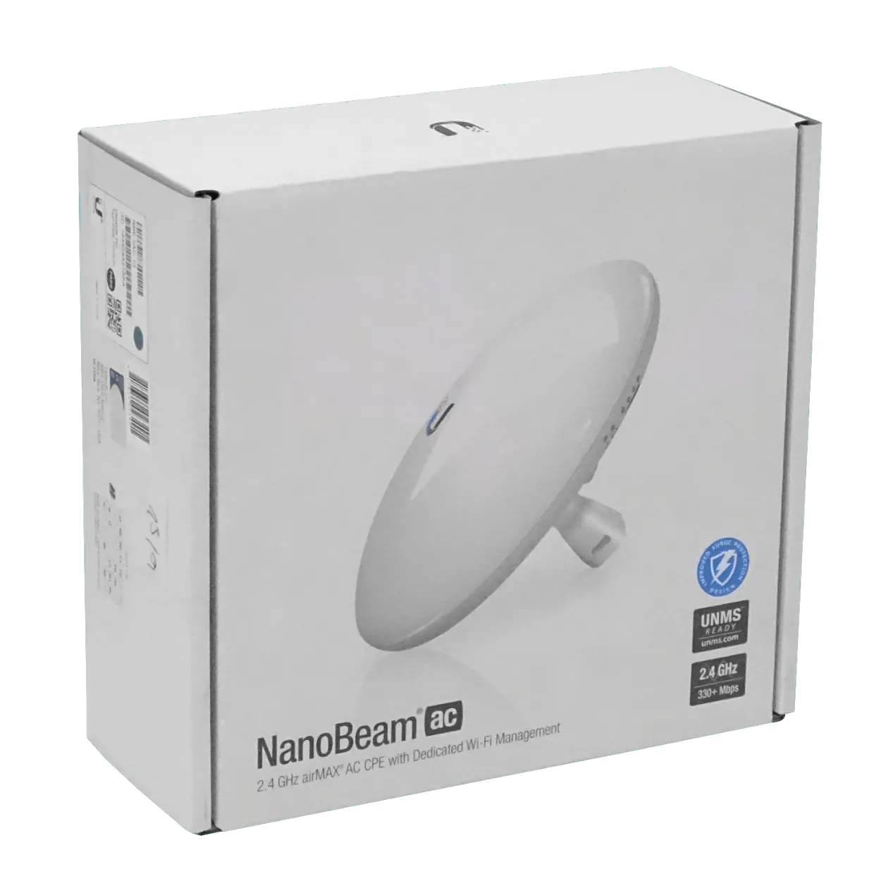 UBIQUITI AC 2,4GHz 13dBi 27dBm 1-1000-RJ45 inc-PoE24V-12W 2x2 NanoBeam 5