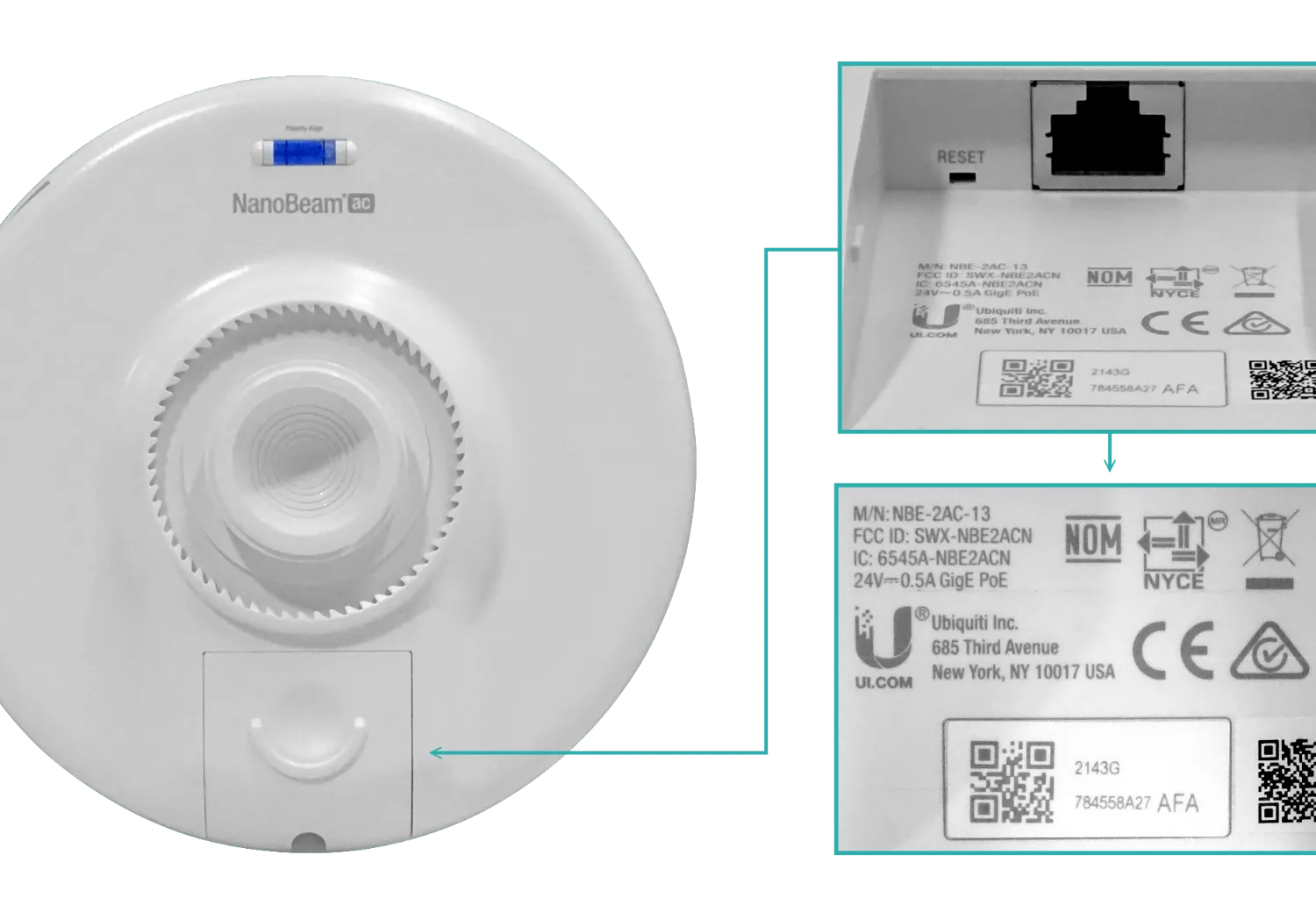 UBIQUITI AC 2,4GHz 13dBi 27dBm 1-1000-RJ45 inc-PoE24V-12W 2x2 NanoBeam 6